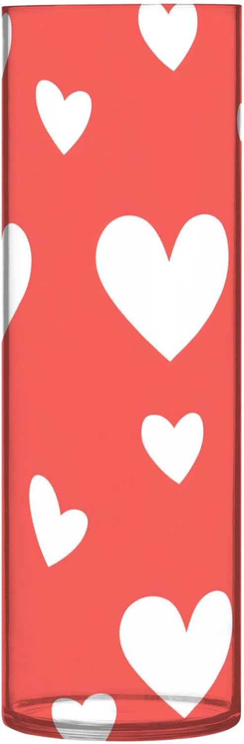 Happy Valentine Heart Red Plastic Hurricane Vase Decor