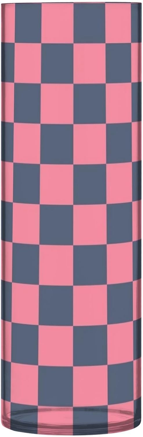 Black and Peach Checkerboard Plastic Hurricane Candle Holder 118 x 39 Inch