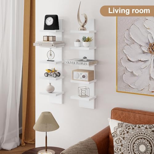 Modern White 2Pack 5 Tier Wall Shelf Unit