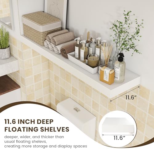 White Floating Shelves 48 Inch Wide x 12 Inch Deep Set of 1