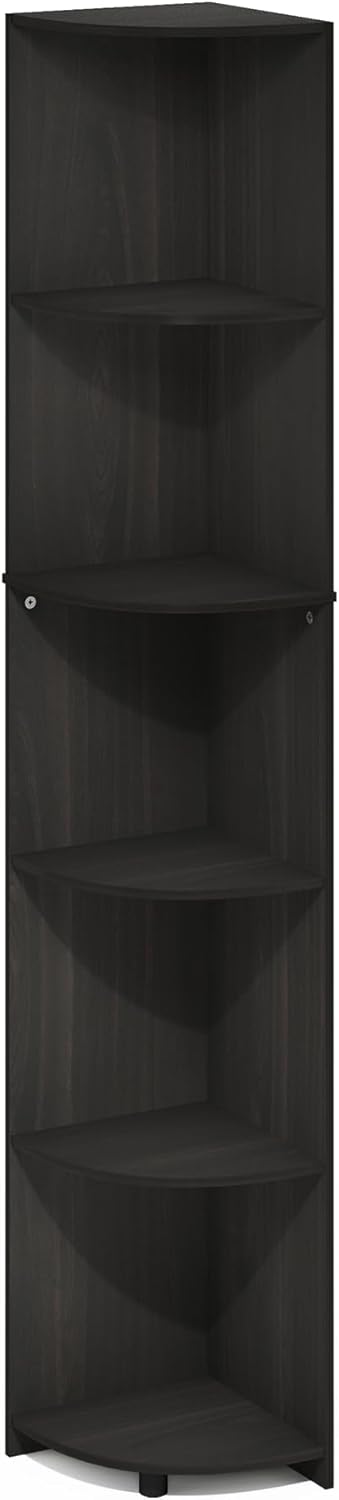 Furinno Econ 5-Tier Corner Bookcase with Espresso Finish