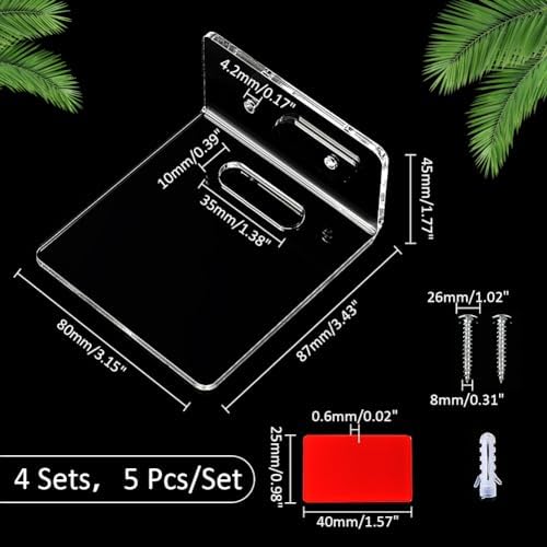 PH PandaHall 4pcs Clear Acrylic Floating Shelves