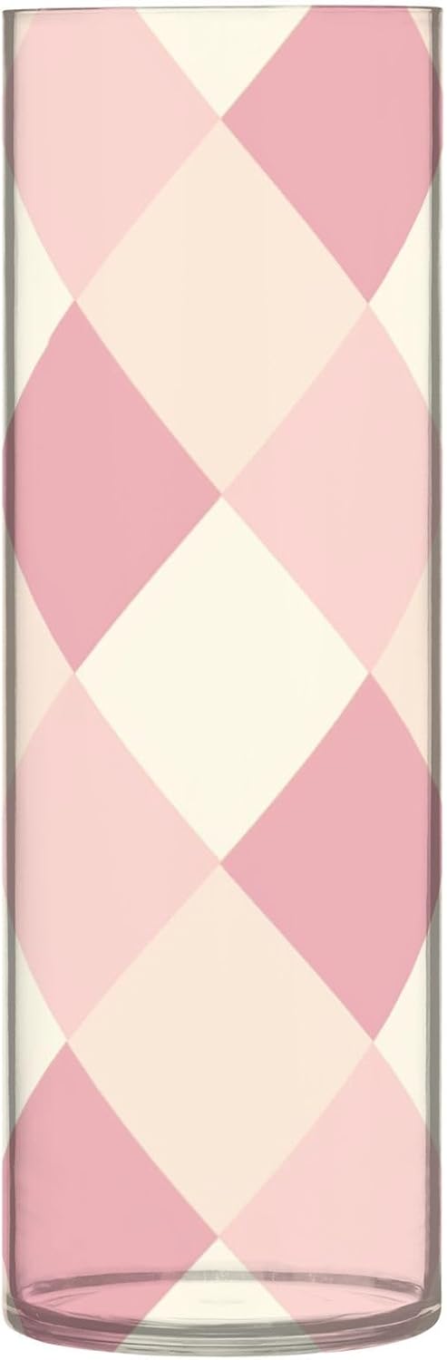 Blush and White Squares Plastic Hurricane Vase 118 x 39 Inch