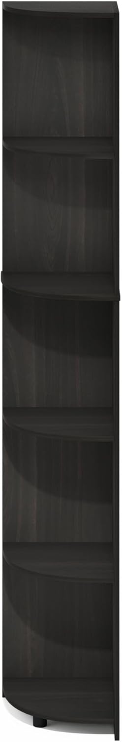 Furinno Econ 5-Tier Corner Bookcase with Espresso Finish