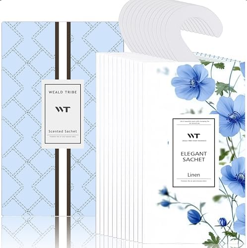 WEALD TRIBE 12 Pack Linen Scented Sachets for Closet Drawer Deodorizer