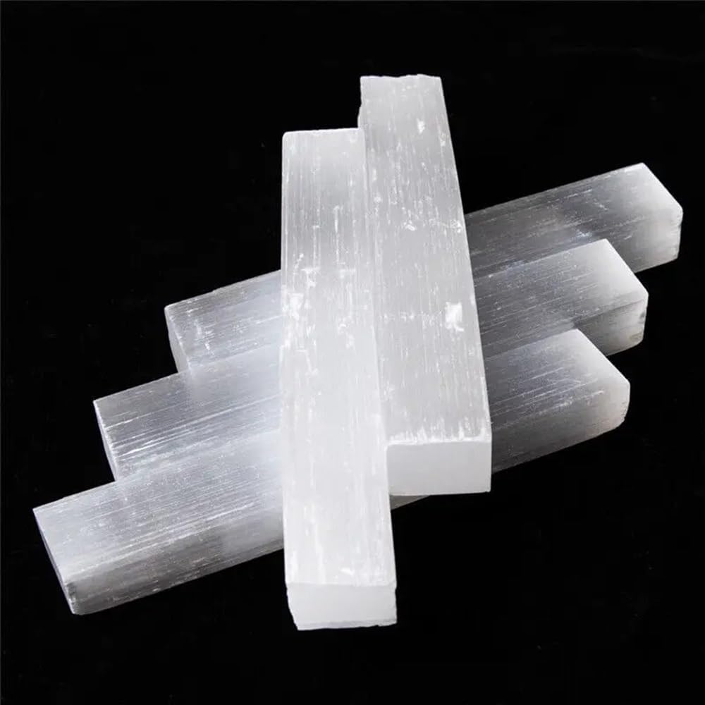 AtkitS Natural Quartz Crystal Selenite Stick Wand White Gypsum Column Healing