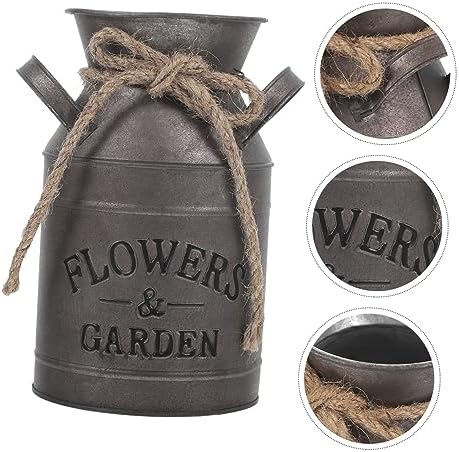 Rustic Galvanized Iron Milk Can Dried Flower Vase