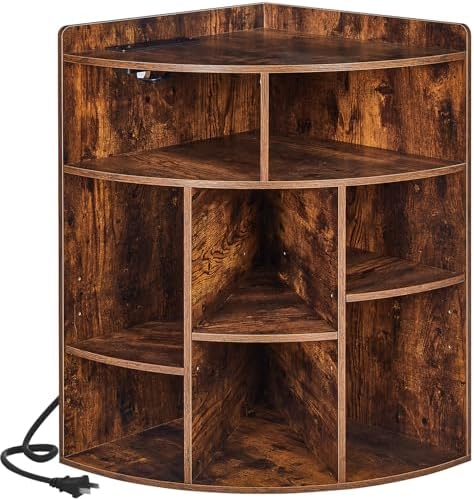 VECELO Corner Cube Shelf with USB and Outlets