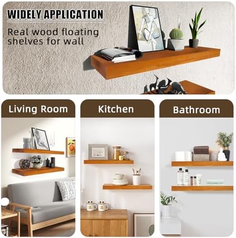 24 Inch Floating Shelves Set of 2 Honey Oak