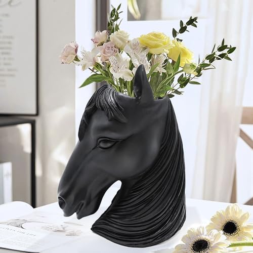 Modern Horse Head Vase Black Home Decor Centerpiece
