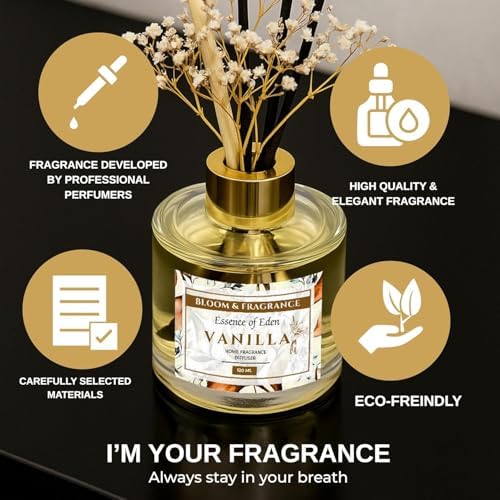 Bloom Fragrance 4oz Reed Diffuser with 6 Fiber Sticks Vanilla