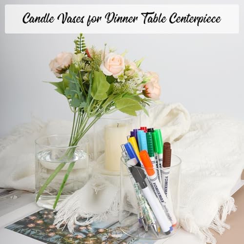 6pcs Clear Glass Cylinder Vases for Centerpieces and Floating Candles