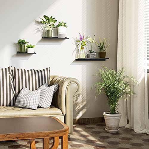 SRIWATANA Black Floating Shelves Set of 3 for Modern Home