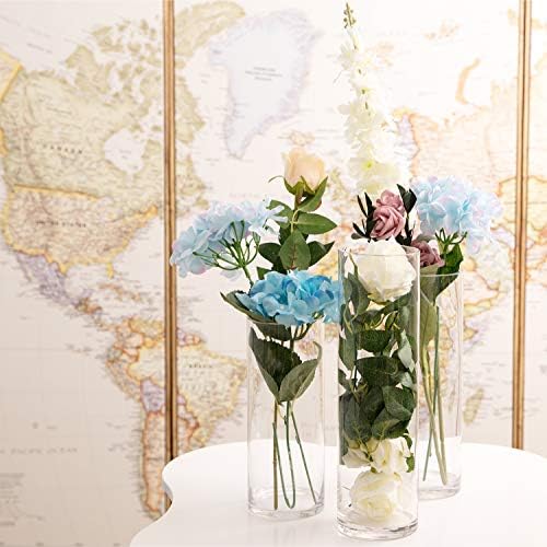 WGVI Tall Glass Cylinder Vase with Floating Candle Holder