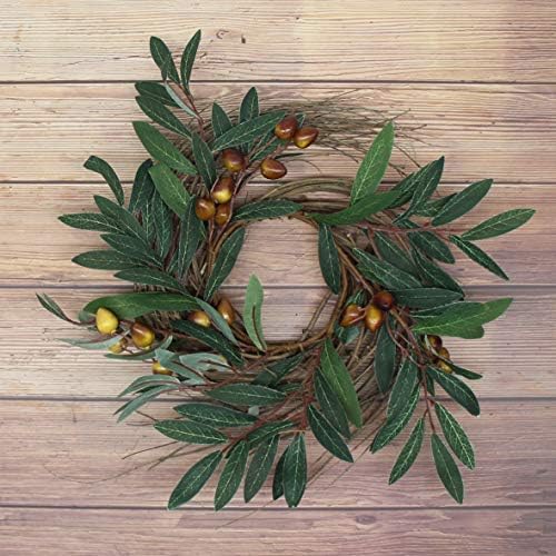 CVHOMEDECO Rustic Country Artificial Olive Wreath 12 Inch