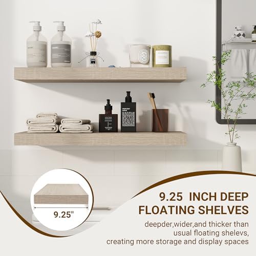 24 Inch Floating Shelves with Rustic Wood Grain