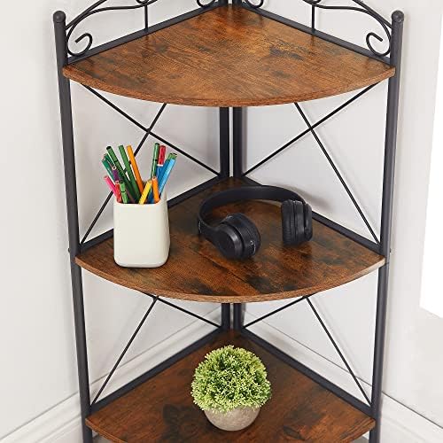 VECELO Corner Table with Storage Shelves