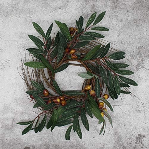 CVHOMEDECO Rustic Country Artificial Olive Wreath 12 Inch