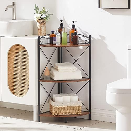 VECELO Corner Table with Storage Shelves