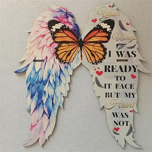 Wooden Floating Corner Shelf with Butterfly and Angel Wings Design