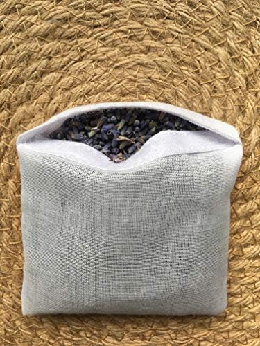 Hand Embroidered Lavender Pillow Sachet Bag Set of 3 Natural Linen