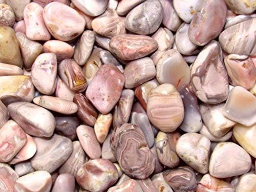 Tumbled Pink Botswana Agate Stones with Velvet Bag - 1 Inch Pieces 12 Pound