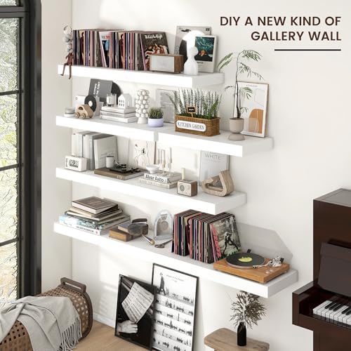 Venusmiles Floating Wall Shelves White 36x12 Inch