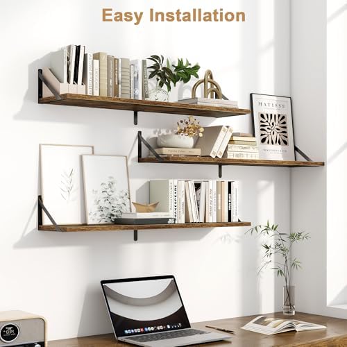 Fun Memories Set of 3 Floating Shelves Rustic Brown