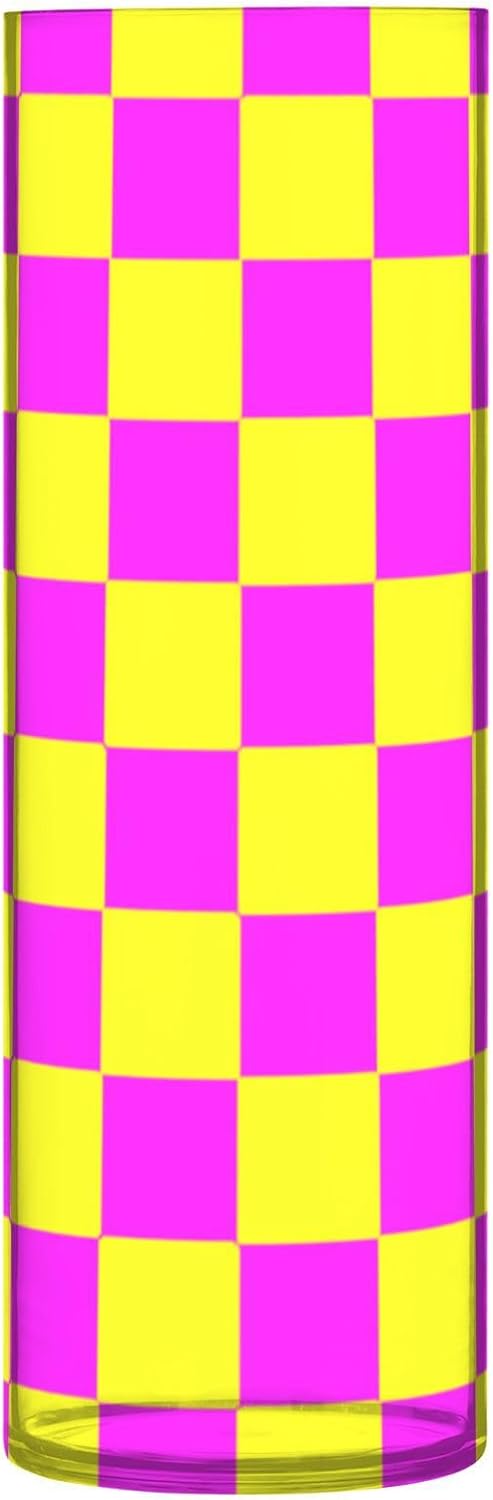 Yellow Magenta Buffalo Plaid Plastic Hurricane Candle Holder 118 x 39 Inch