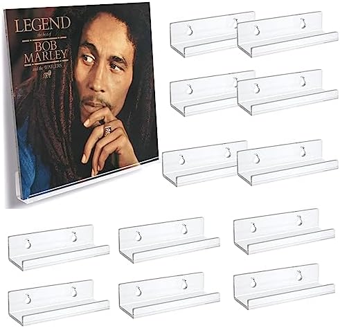 12-Pack 4-Inch Clear Vinyl Record Wall Shelf Mount