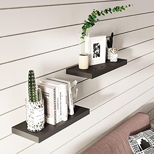 GREENDEW Floating Shelves Invisible Wall Mounted Set of 2 Black