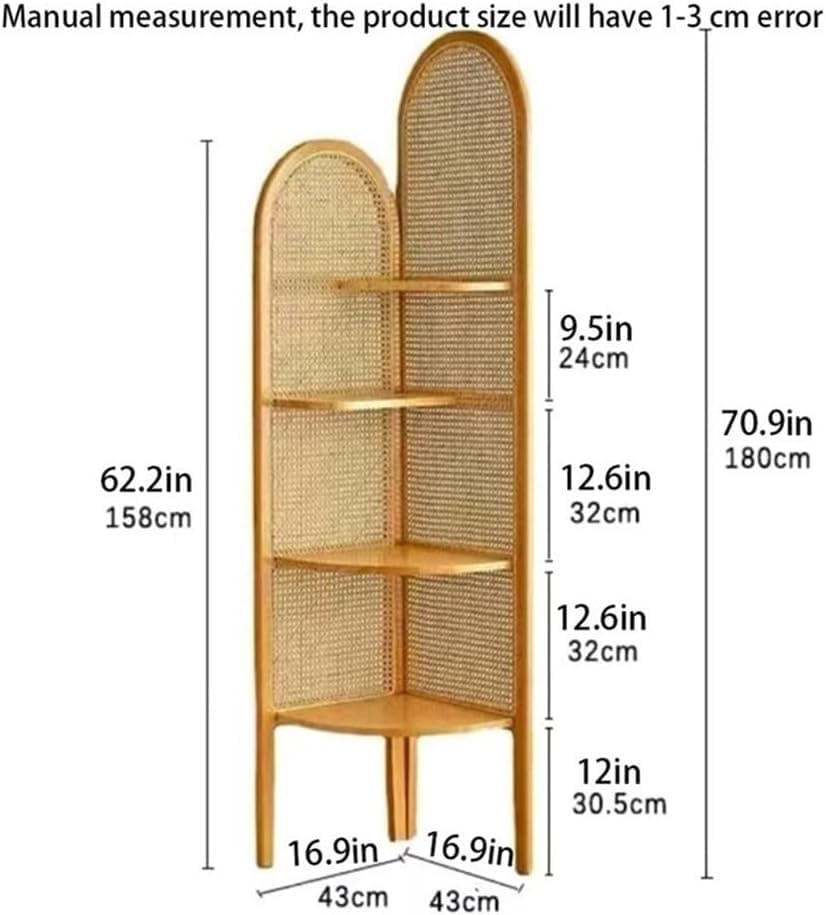 4-Tier Rattan Bookshelf with Solid Wood Frame 1