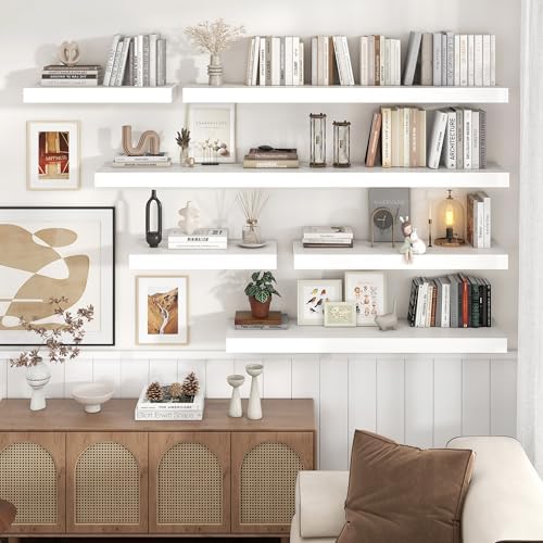Venusmiles Floating Wall Shelves White 36x12 Inch