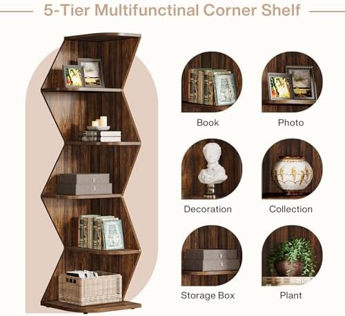 Tribesigns 715 Inch Tall Corner Shelf 5 Tier