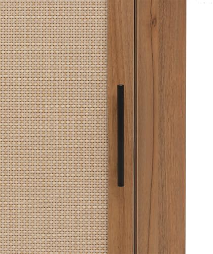 ZeHuoGe Corner Storage Cabinet with Rattan Door