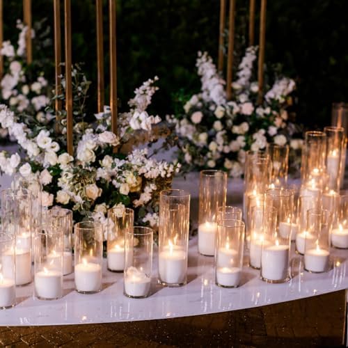 Sawysine 30 Pcs Clear Glass Cylinder Vases Centerpieces