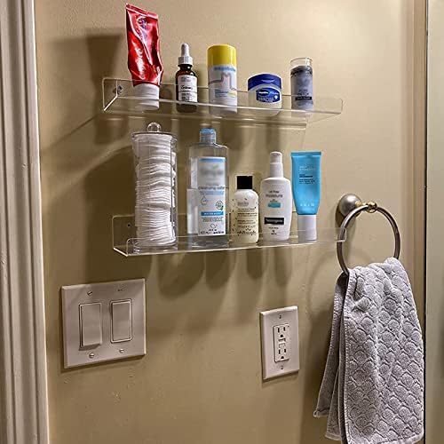 WANLIAN 2 Pack 12 Inch Clear Floating Shelf