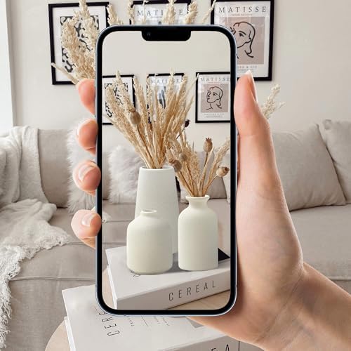 Beige Ceramic Vases Set of 3 for Pampas Grass and Dried Flowers