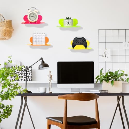 Soaoo 4 Pack Colorful Acrylic Floating Shelves