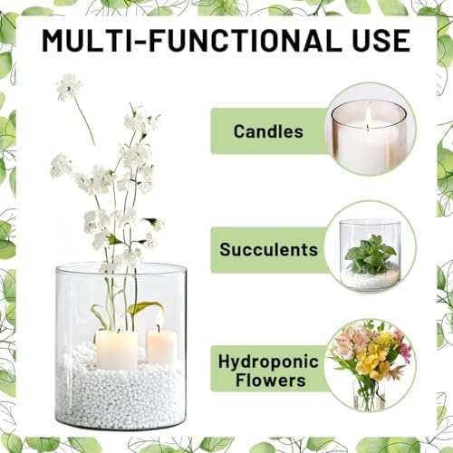 6 Pcs Glass Cylinder Vase for Party Centerpieces