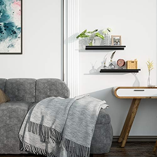 SRIWATANA Black Metal Wall Shelves 2 Pack