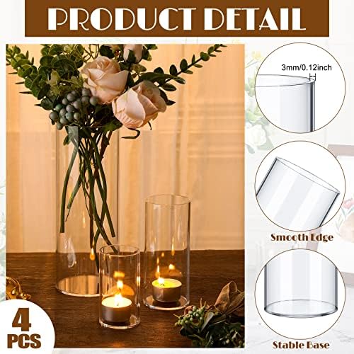 Eaasty 4 Pcs Acrylic Cylinder Flower Vases for Centerpieces