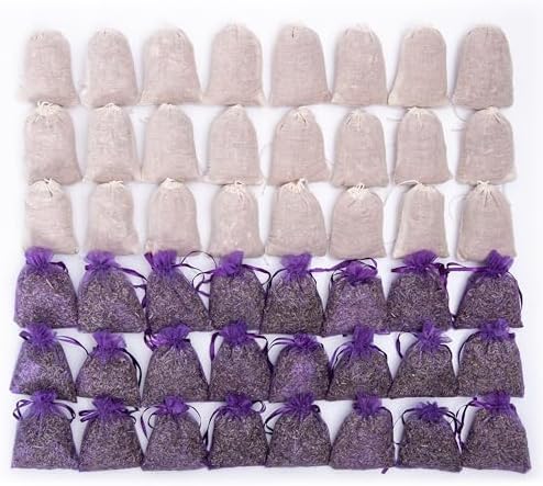 Pack of 48 Cedar Chips and Lavender Sachets for Home Fragrance