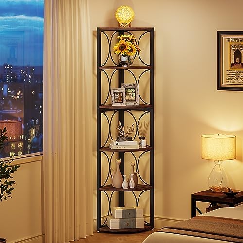 Tribesigns 67 Inch Tall Corner Shelf 6 Tier