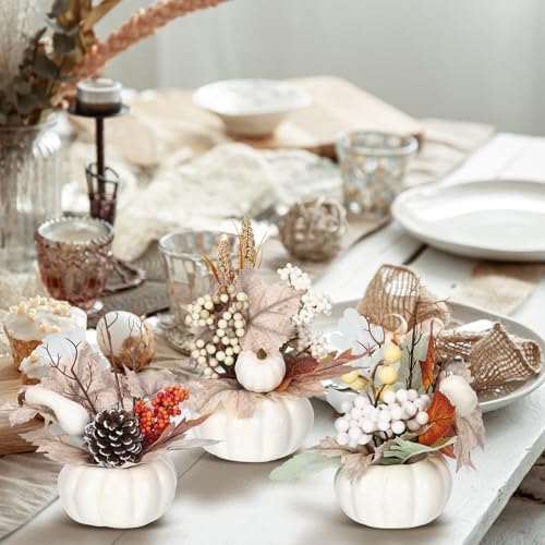 3 Pcs 9 Inch Artificial Fall Pumpkins Centerpiece Decor