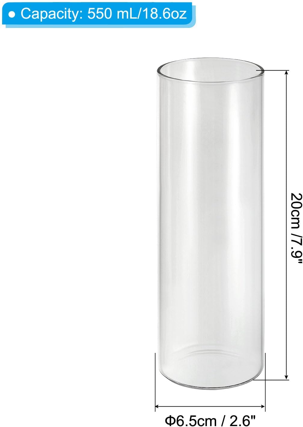 PATIKIL Clear Glass Cylinder Vase 79 Tall