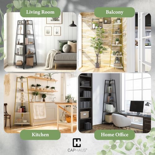 CAPHAUS 5-Tier Tall Corner Shelf Stand Black