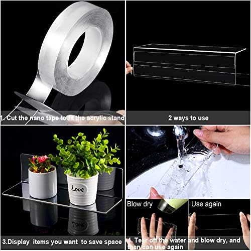 Jetec 8 Piece Acrylic Floating Shelves Clear