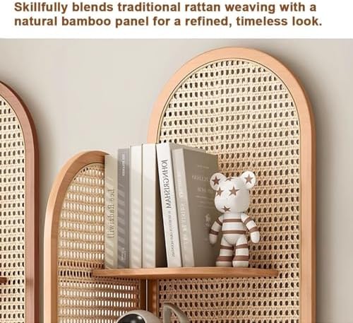 Miusocal Rattan Corner Bookshelf 5 Tier Storage
