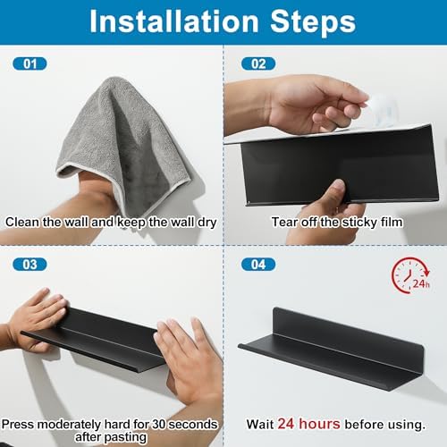 SAYAYO Black Floating Shelves for Wall Storage 2pcs